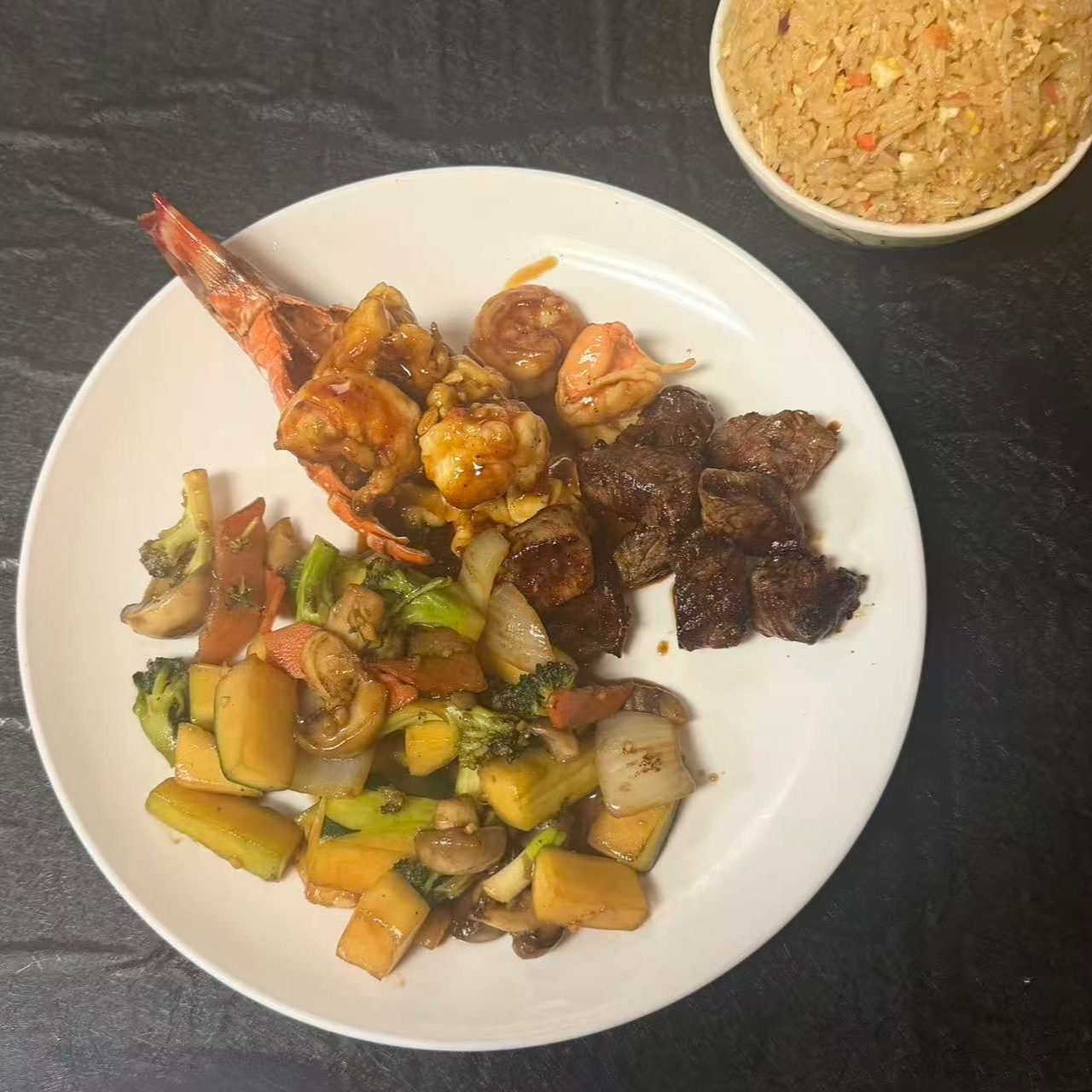 Hibachi Angus Steak and Shrimp Combo.